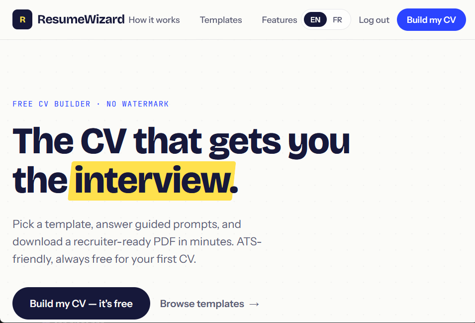 Resume Wizard preview